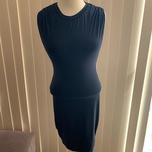 NAVY BLUE SILKY MIDI DRESS